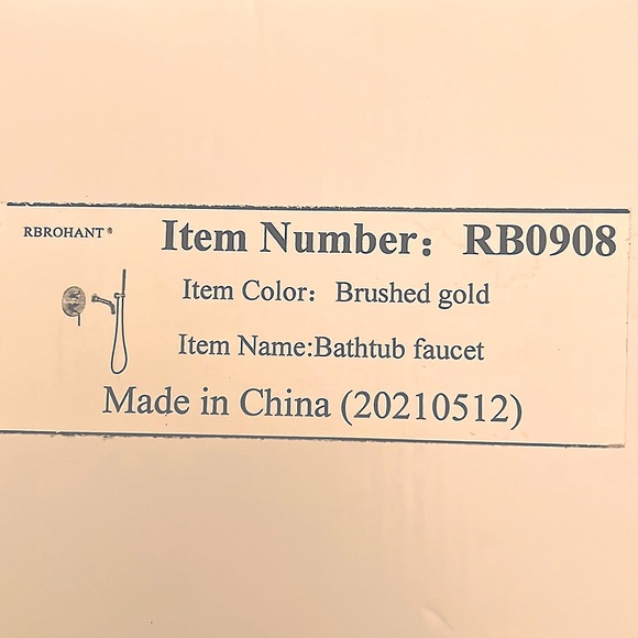 Rbrohant Brushed Gold Wall Mount Tub Faucet w Handheld Sprayer NWT - Picture 4 of 16